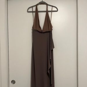 Natural brown plunge dress